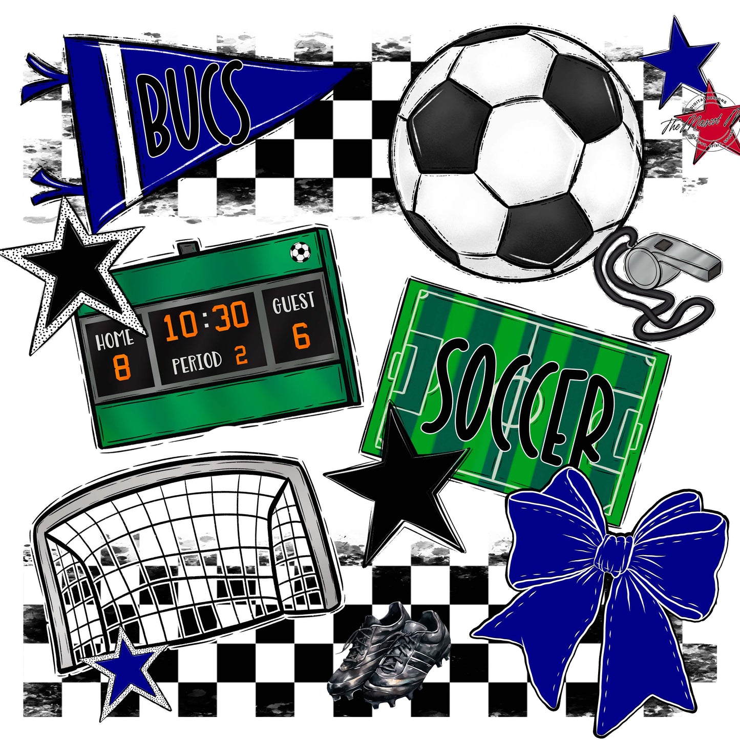 Bucs Soccer Checkers Design-Blue