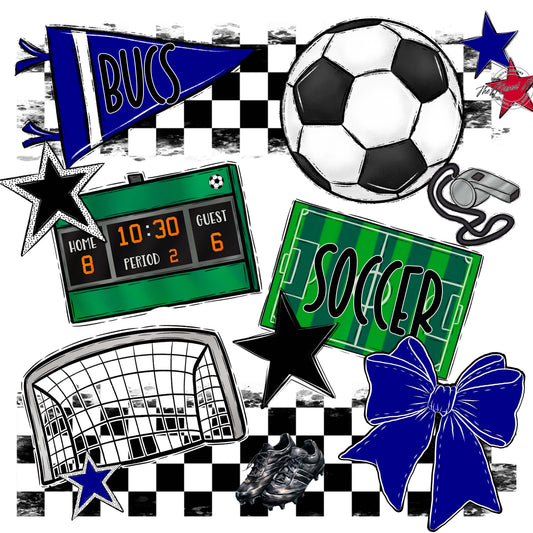 Bucs Soccer Checkers Design-Blue