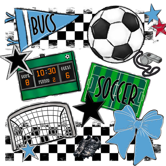 Bucs Soccer Checkers Design-Carolina Blue