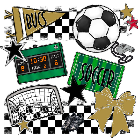 Bucs Soccer Checkers Design-Gold