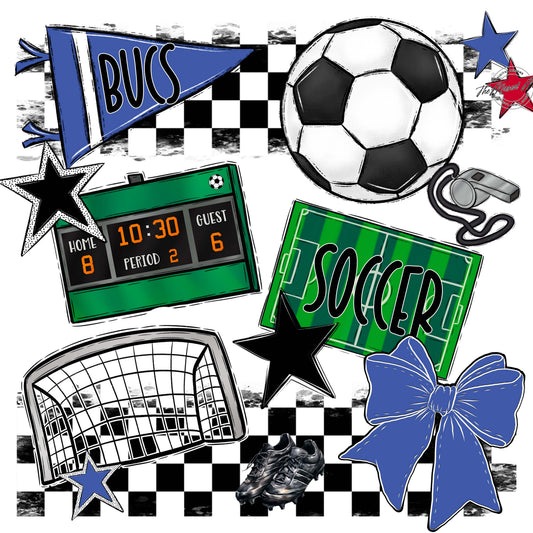 Bucs Soccer Checkers Design-Off Blue