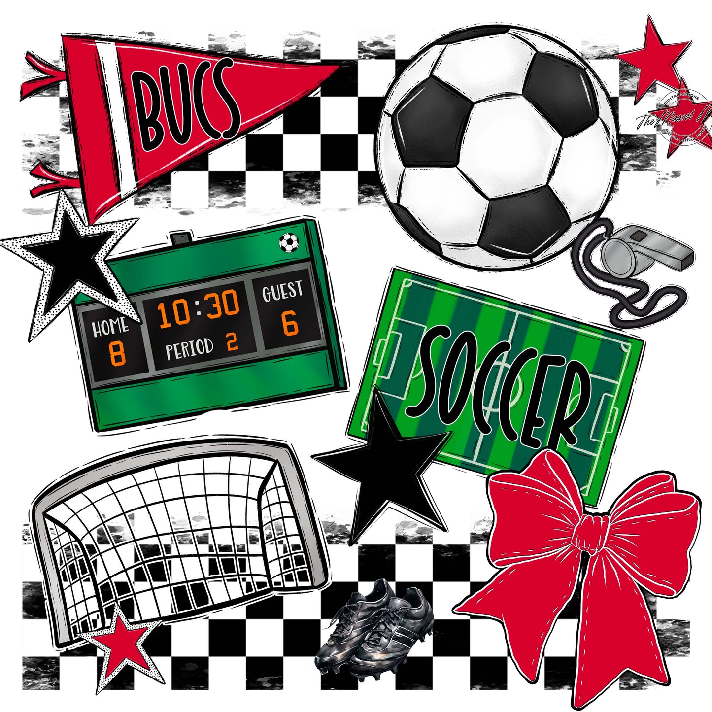 Bucs Soccer Checkers Design-Red