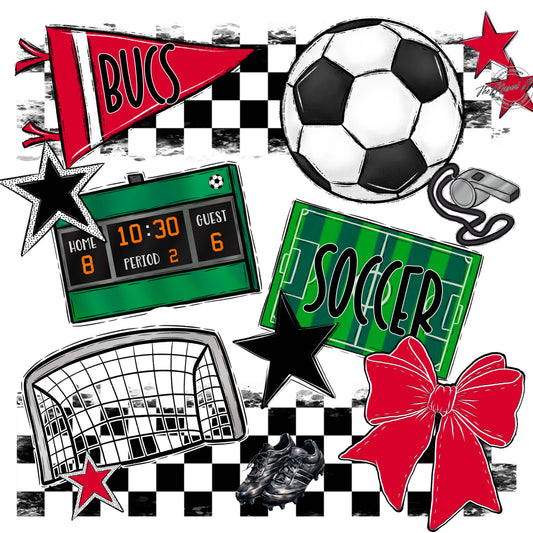 Bucs Soccer Checkers Design-Red