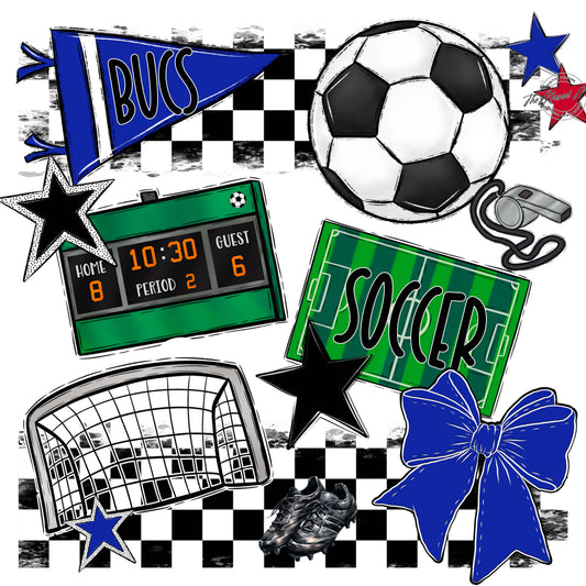 Bucs Soccer Checkers Design-Royal Blue