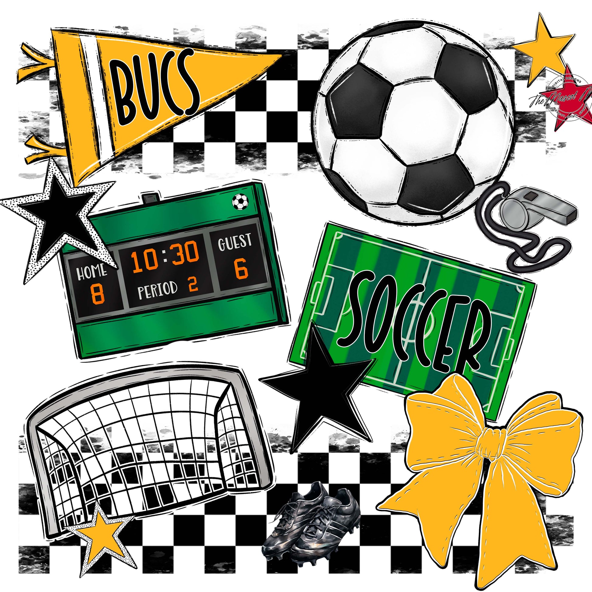 Bucs Soccer Checkers Design-Yellow