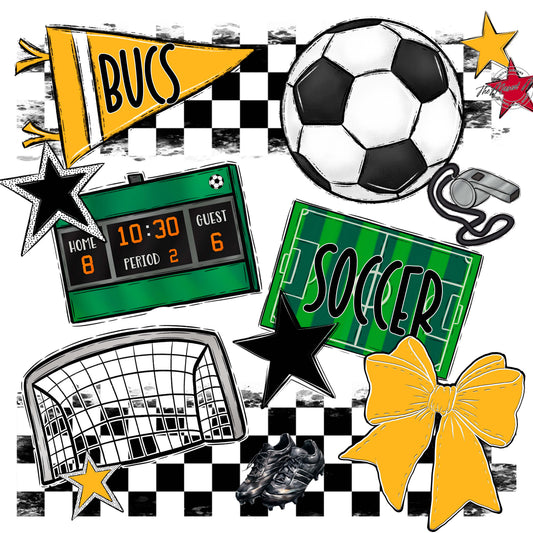 Bucs Soccer Checkers Design-Yellow