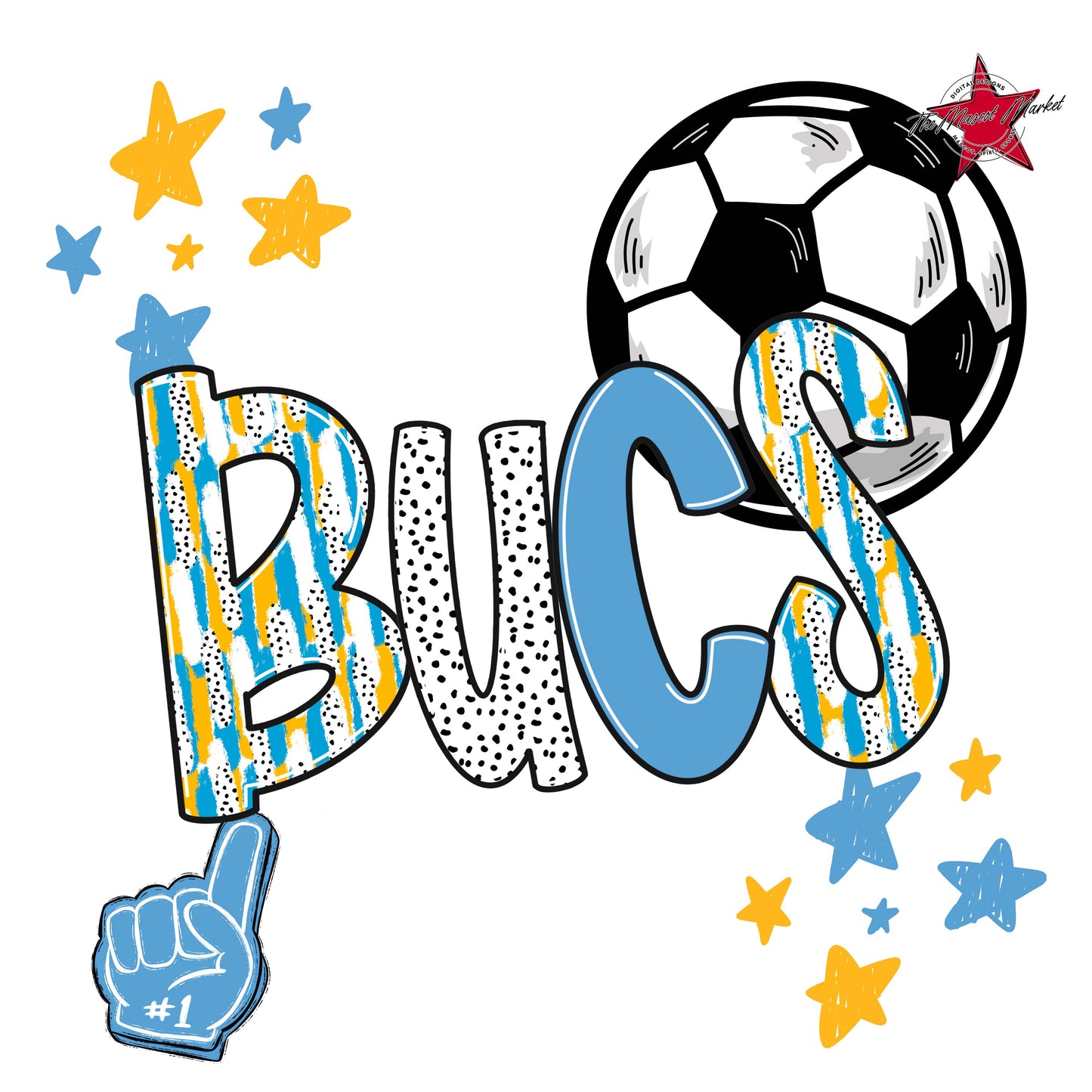 Bucs Soccer Scrape-Carolina Blue & Yellow