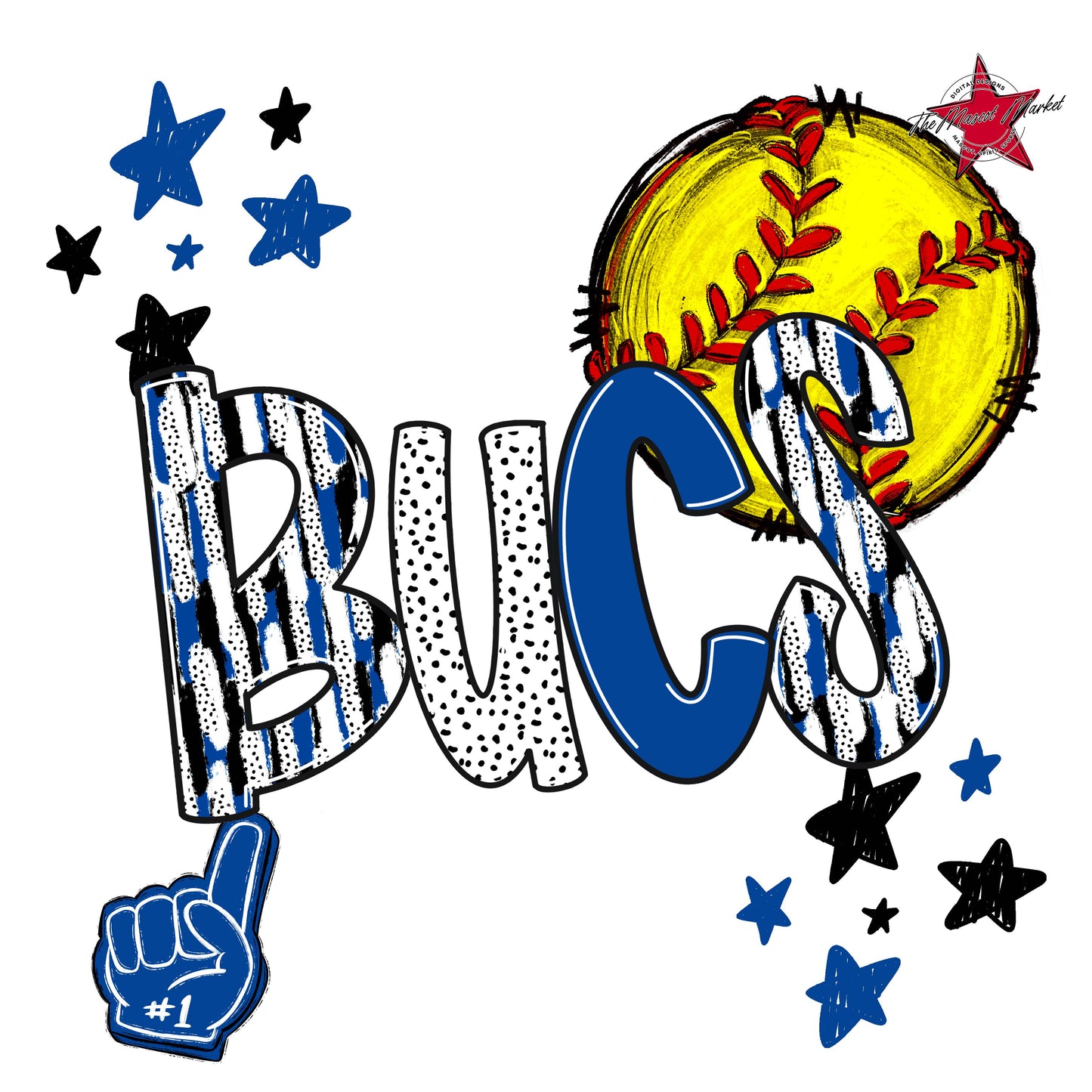 Bucs Softball Scrape-Off Blue