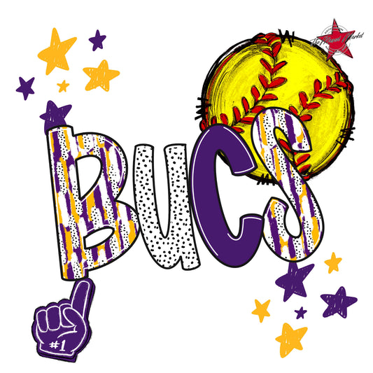 Bucs Softball Scrape-Purple & Yellow