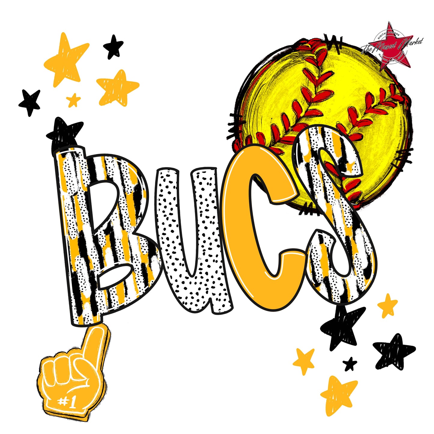 Bucs Softball Scrape-Yellow