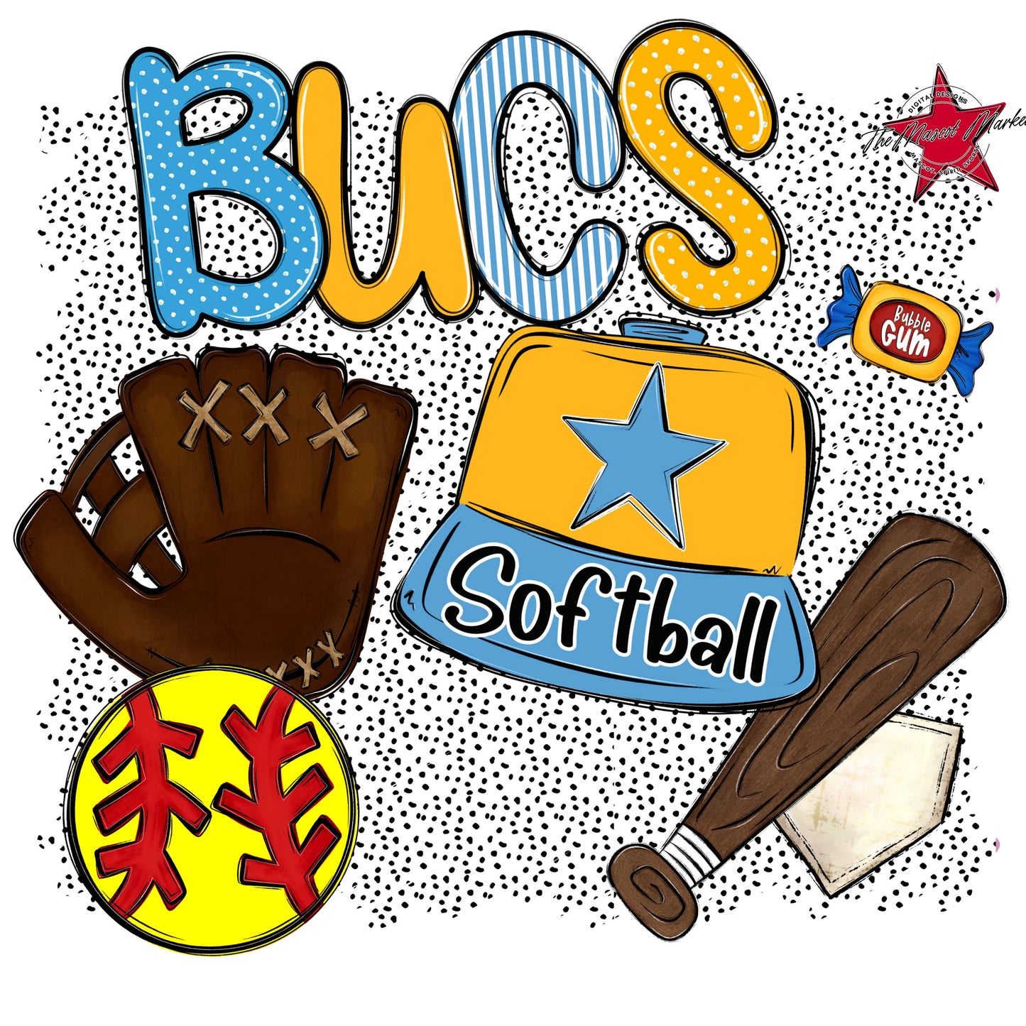 Bucs Softball Spirit-Carolina Blue & Yellow