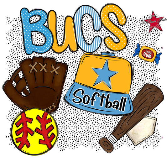Bucs Softball Spirit-Carolina Blue & Yellow