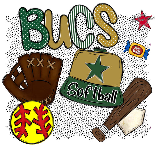 Bucs Softball Spirit-Green & Gold