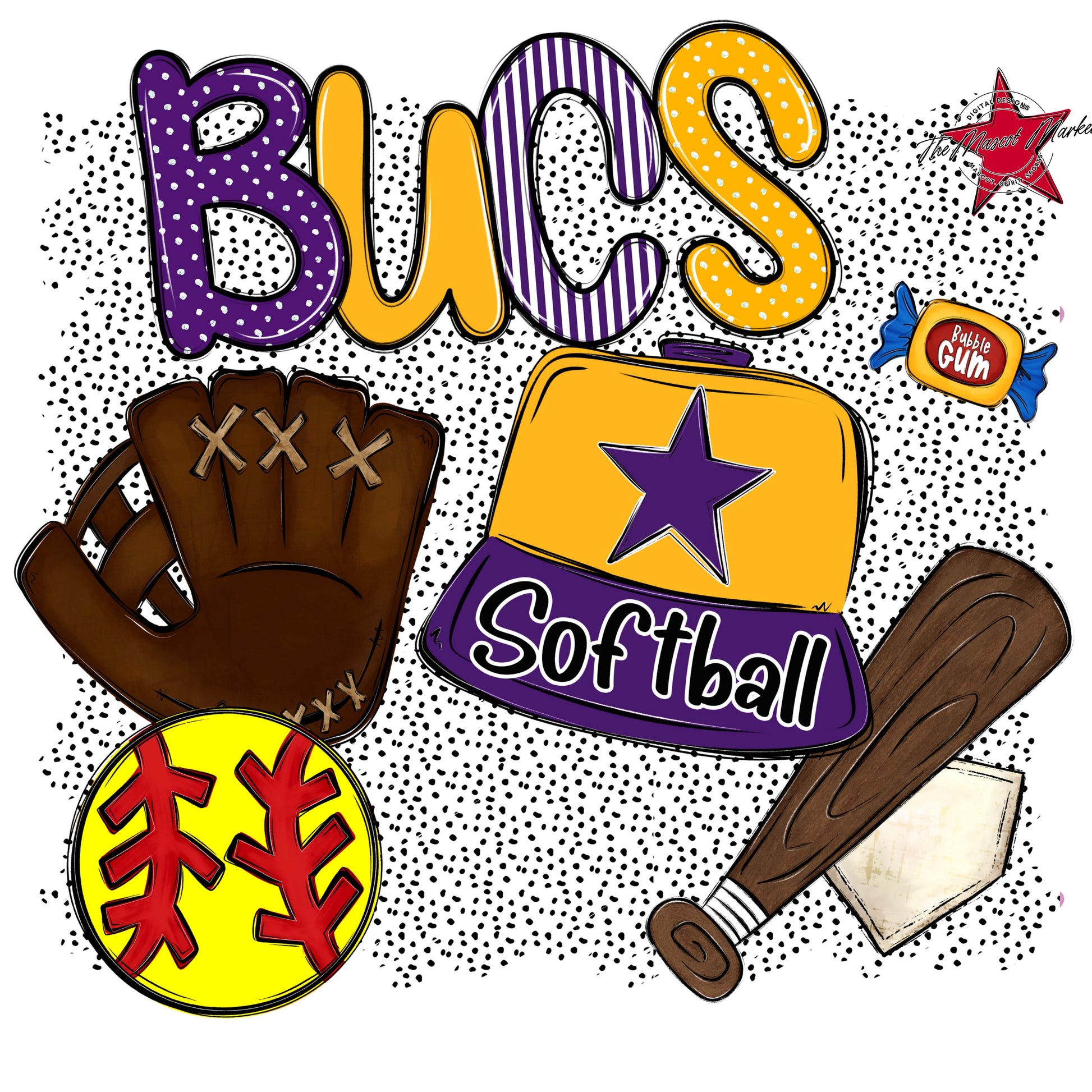 Bucs Softball Spirit-Purple & Yellow