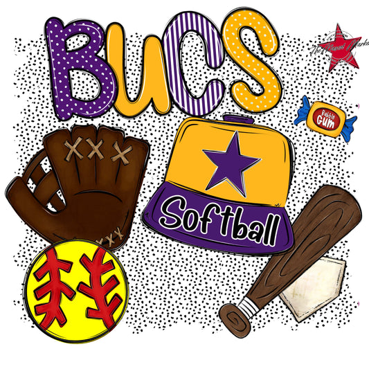 Bucs Softball Spirit-Purple & Yellow
