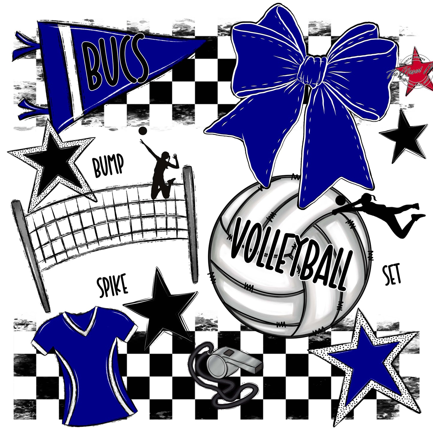 Bucs Volleyball Checkers Design-Blue
