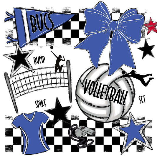 Bucs Volleyball Checkers Design-Off Blue