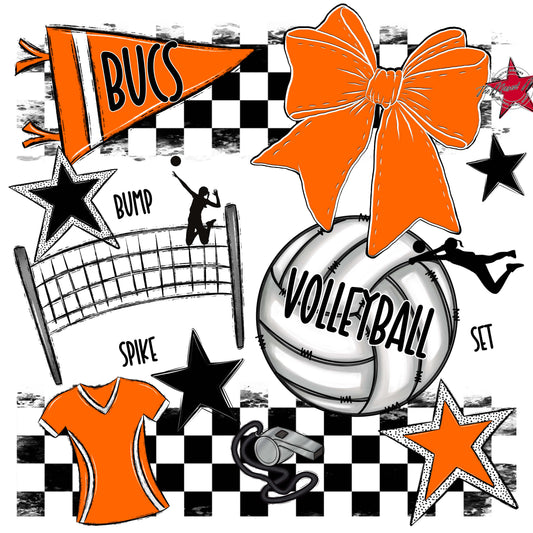 Bucs Volleyball Checkers Design-Orange