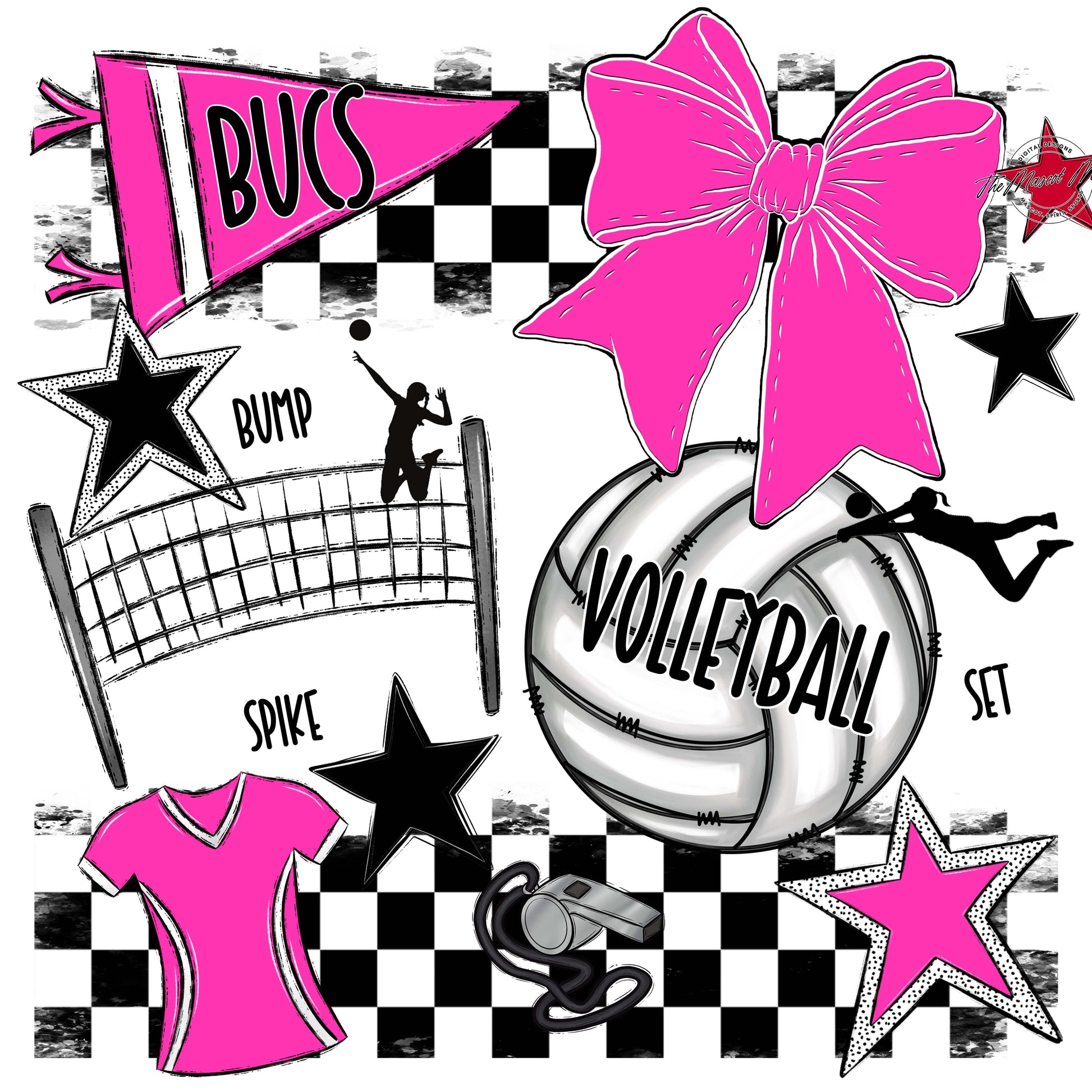 Bucs Volleyball Checkers Design-Pink