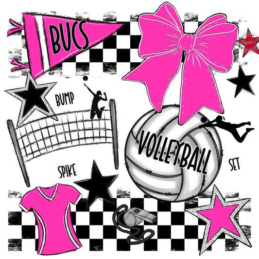 Bucs Volleyball Checkers Design-Pink