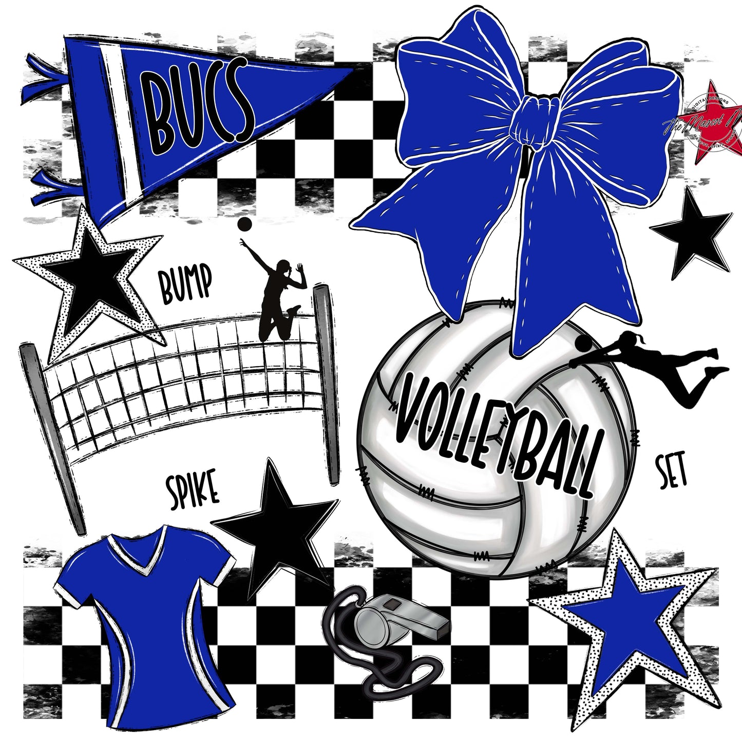 Bucs Volleyball Checkers Design-Royal Blue