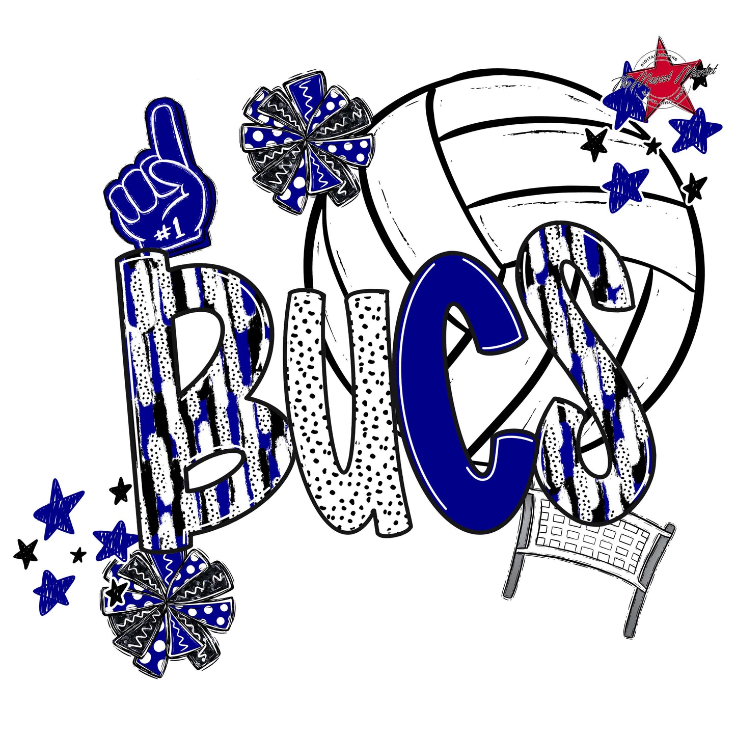 Bucs Volleyball Scrape-Blue