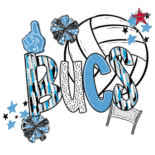 Bucs Volleyball Scrape-Carolina Blue