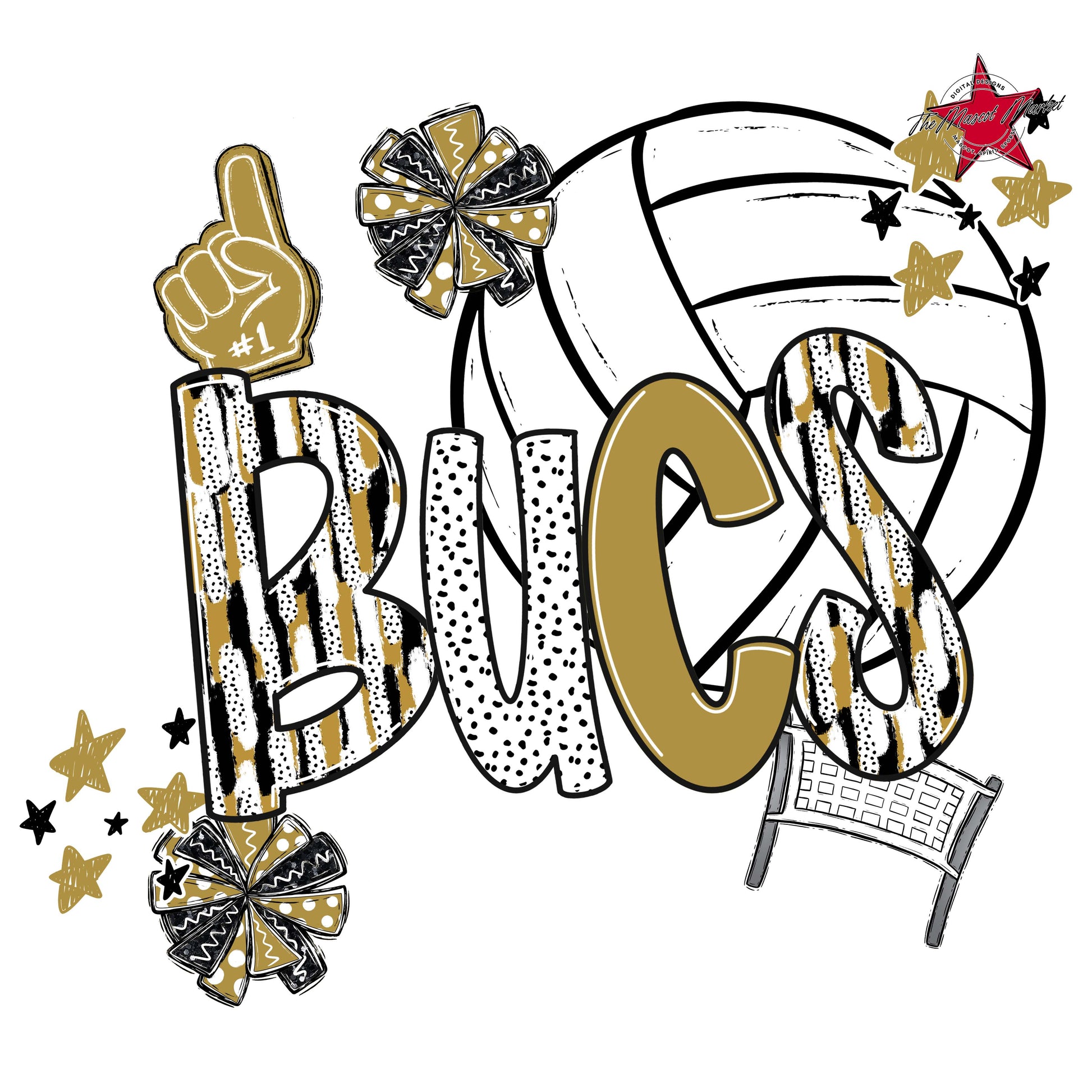 Bucs Volleyball Scrape-Gold