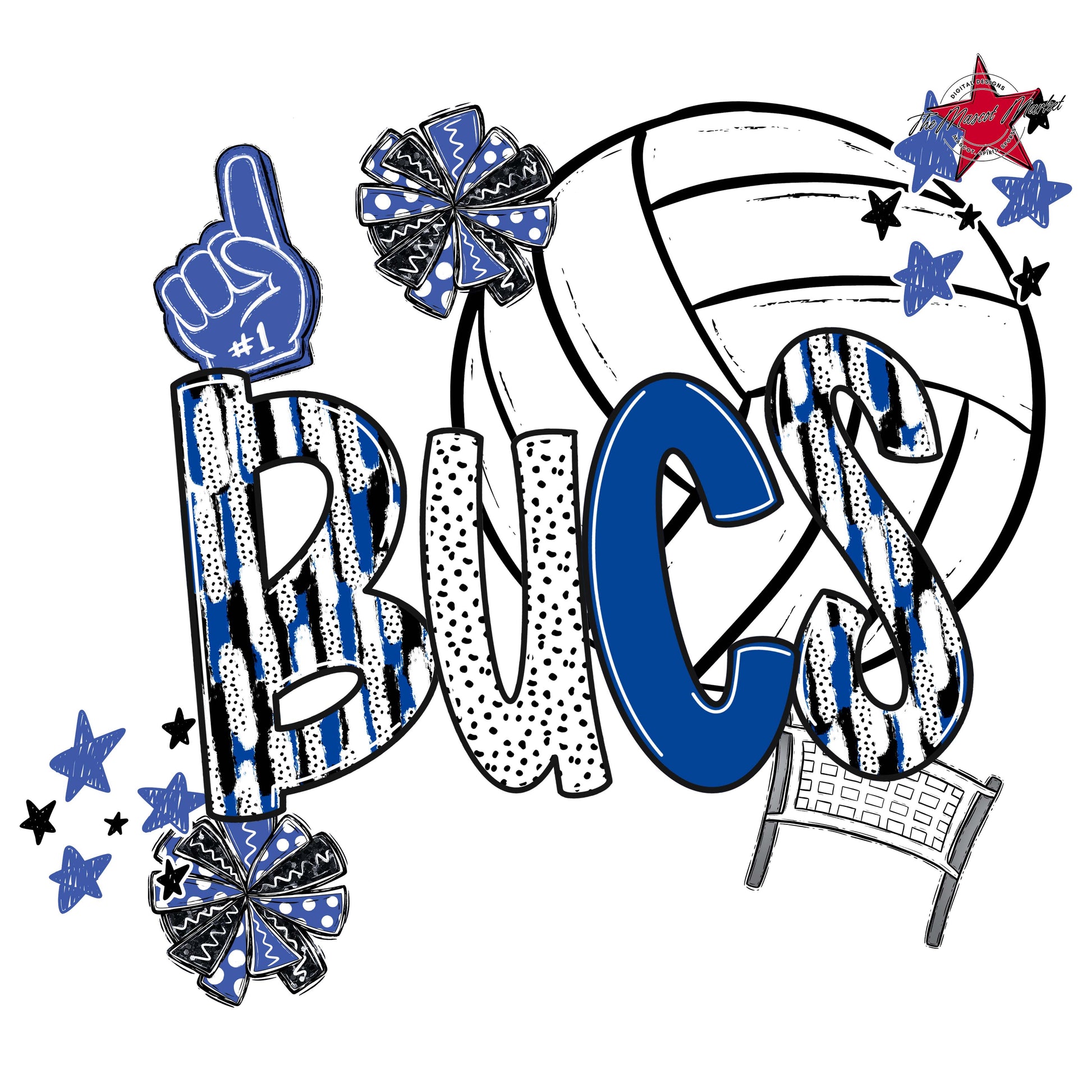 Bucs Volleyball Scrape-Off Blue