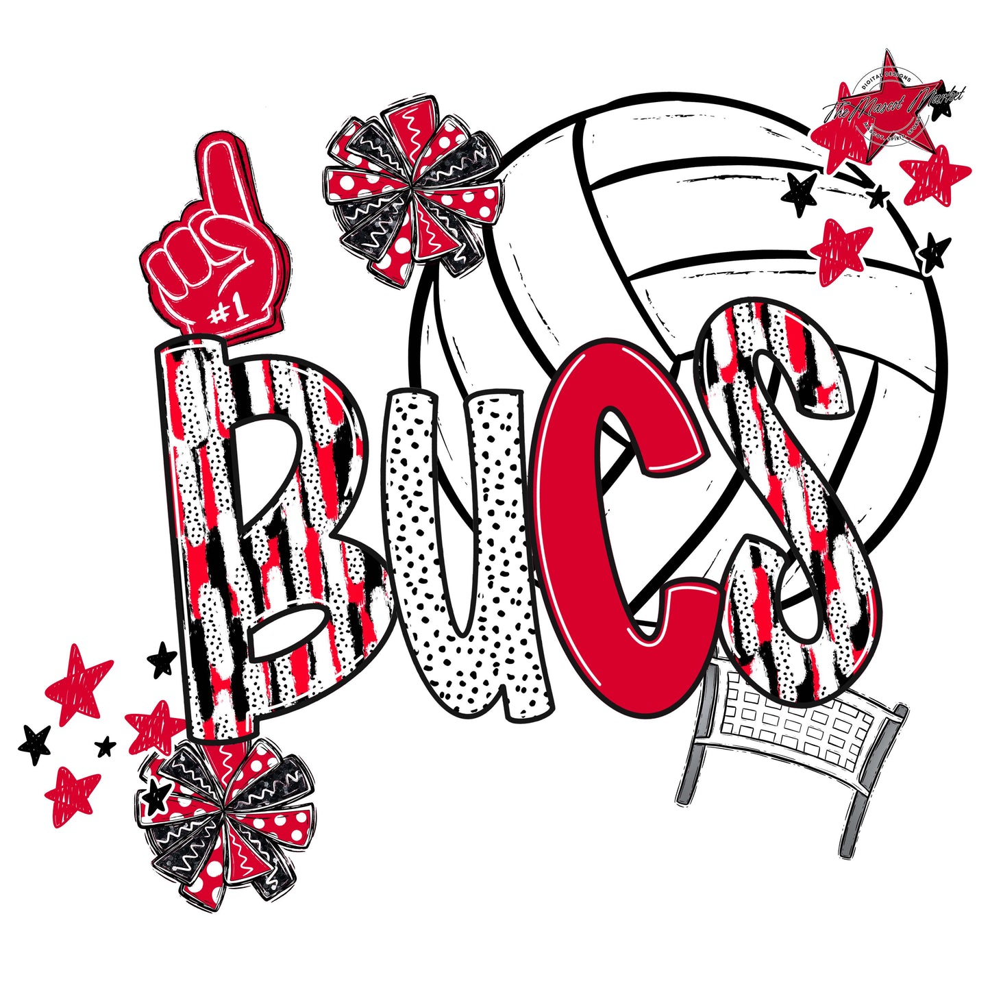 Bucs Volleyball Scrape-Red