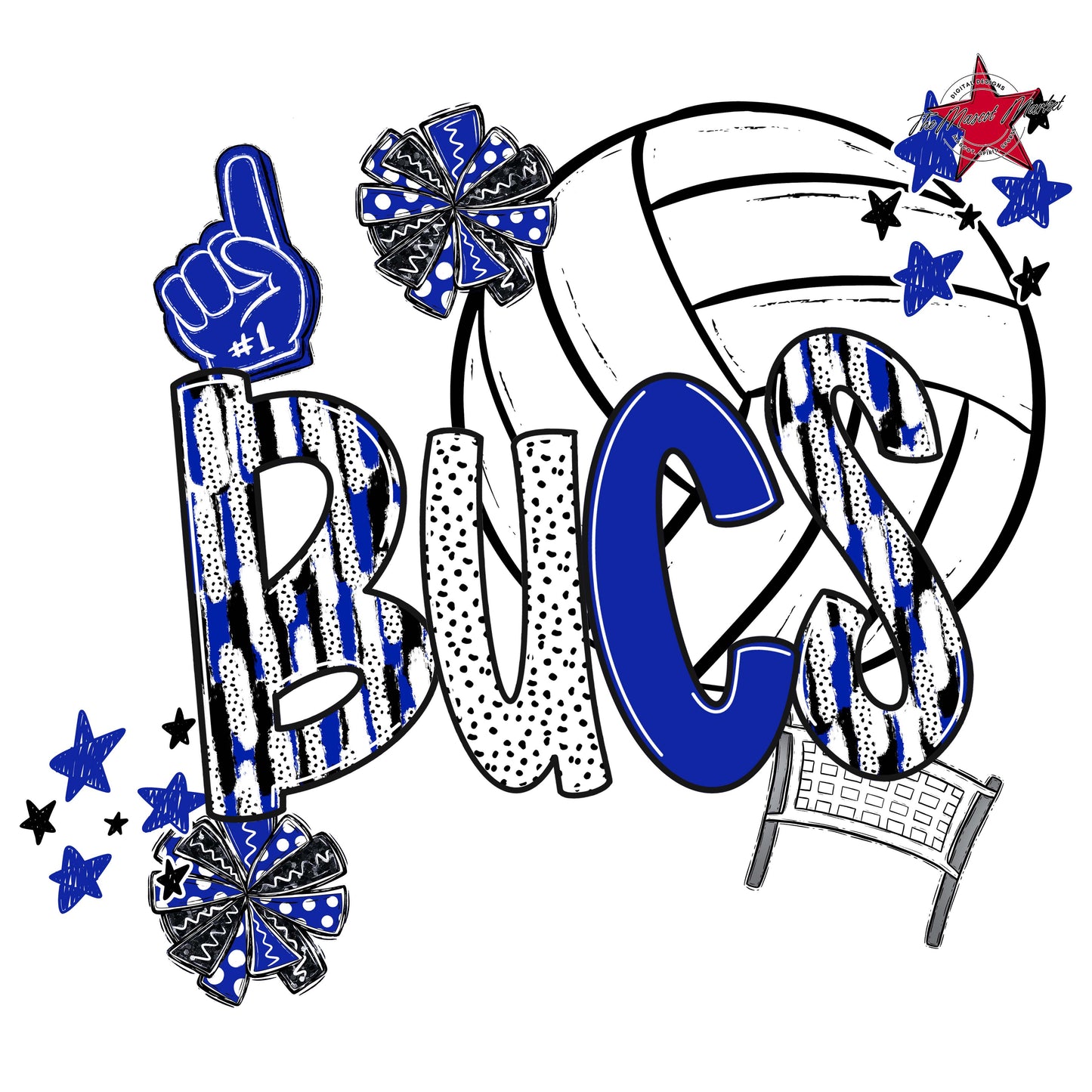 Bucs Volleyball Scrape-Royal Blue