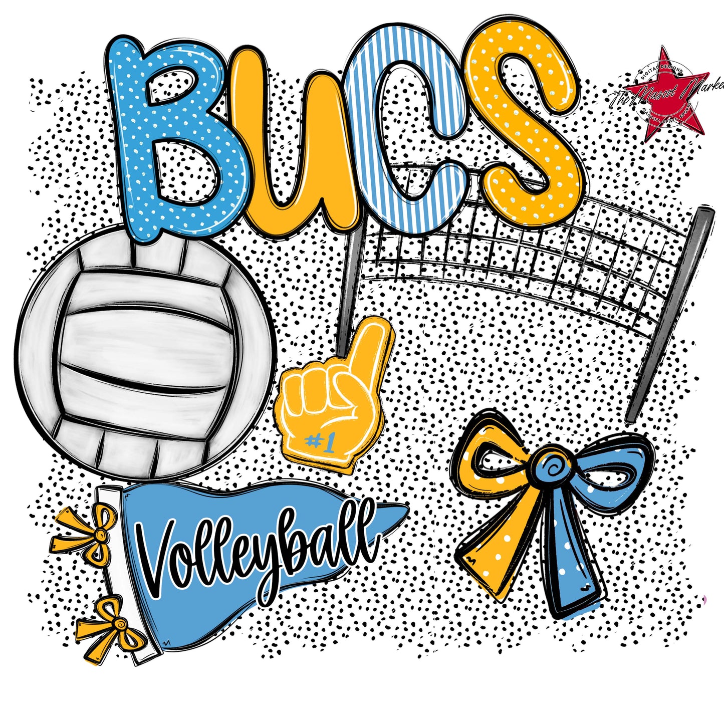 Bucs Volleyball Spirit-Carolina Blue & Yellow