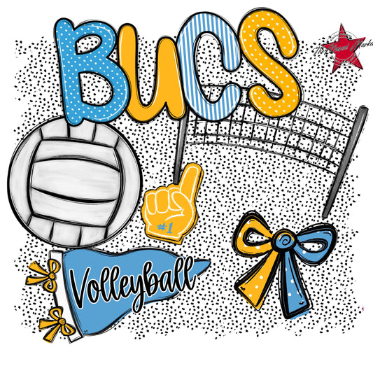 Bucs Volleyball Spirit-Carolina Blue & Yellow