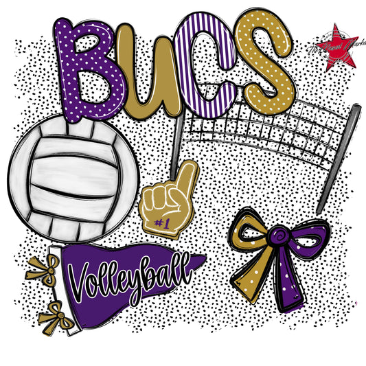 Bucs Volleyball Spirit-Purple & Gold