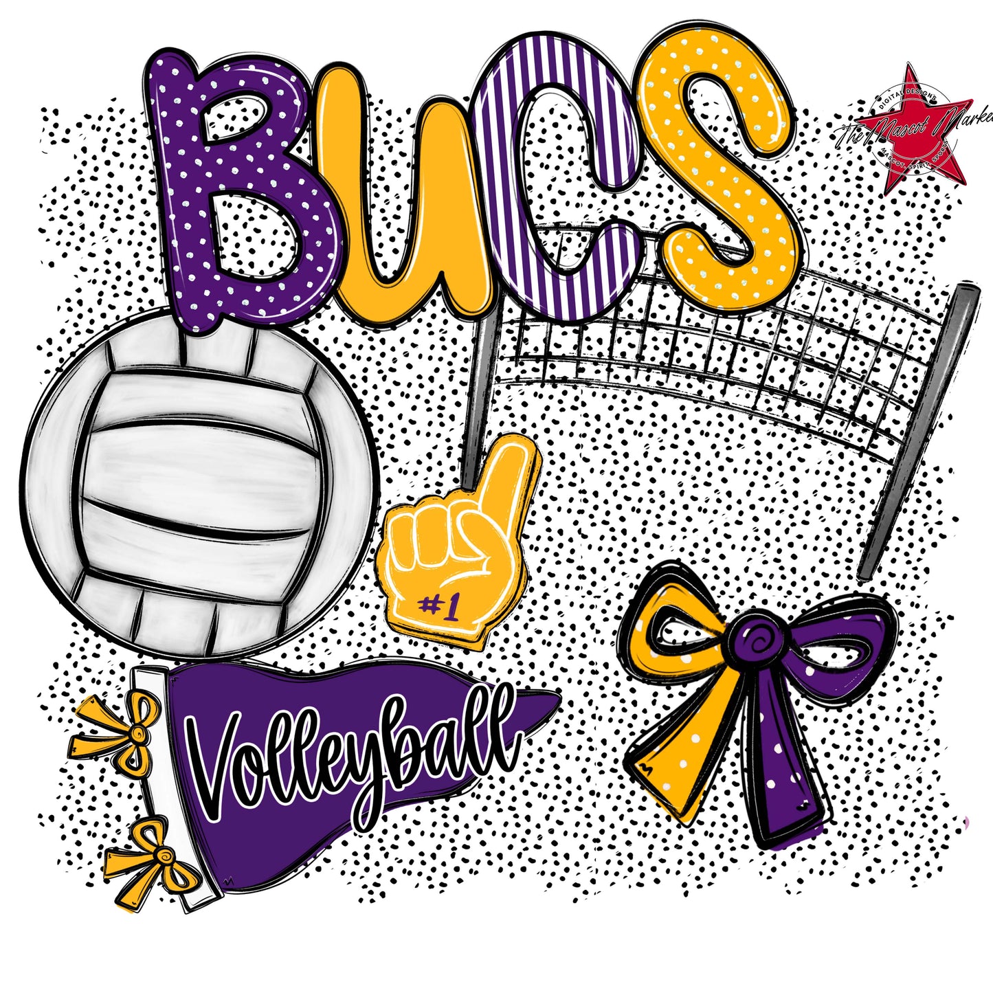 Bucs Volleyball Spirit-Purple & Yellow