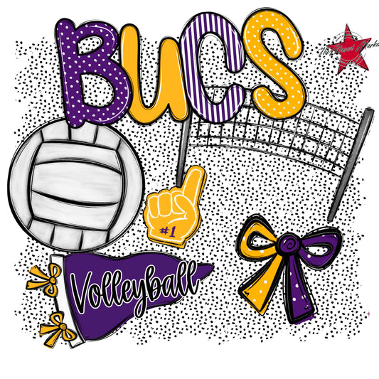 Bucs Volleyball Spirit-Purple & Yellow