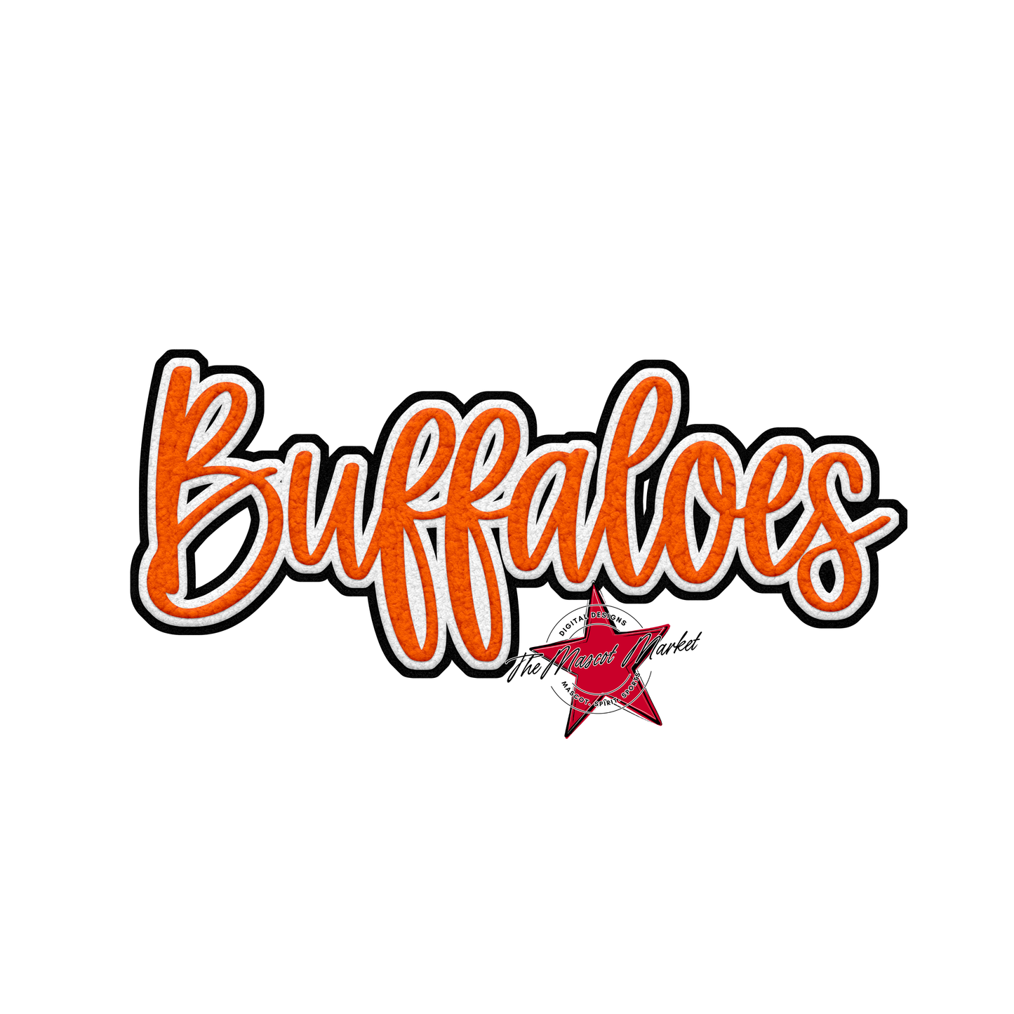 Buffaloes Faux Chenille Patch-Orange