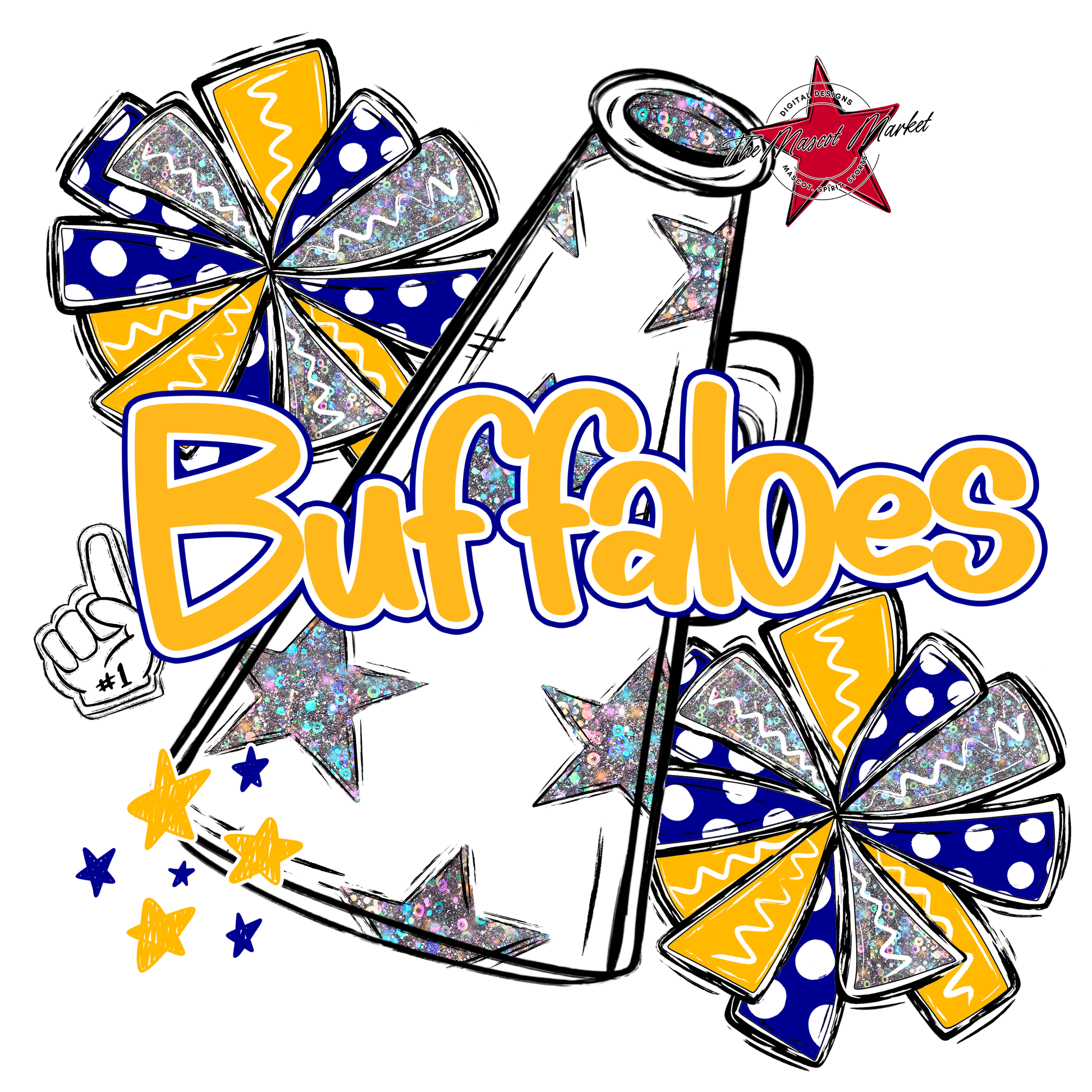 Buffaloes Alpha Megaphone Design-Blue-Yellow