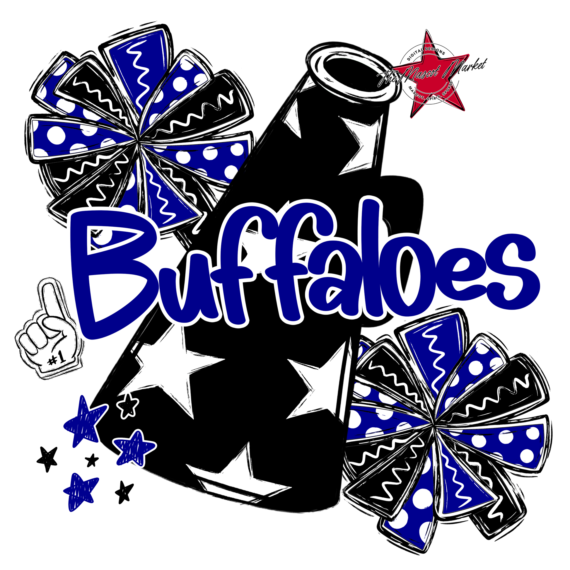 Buffaloes Alpha Megaphone Design-Blue