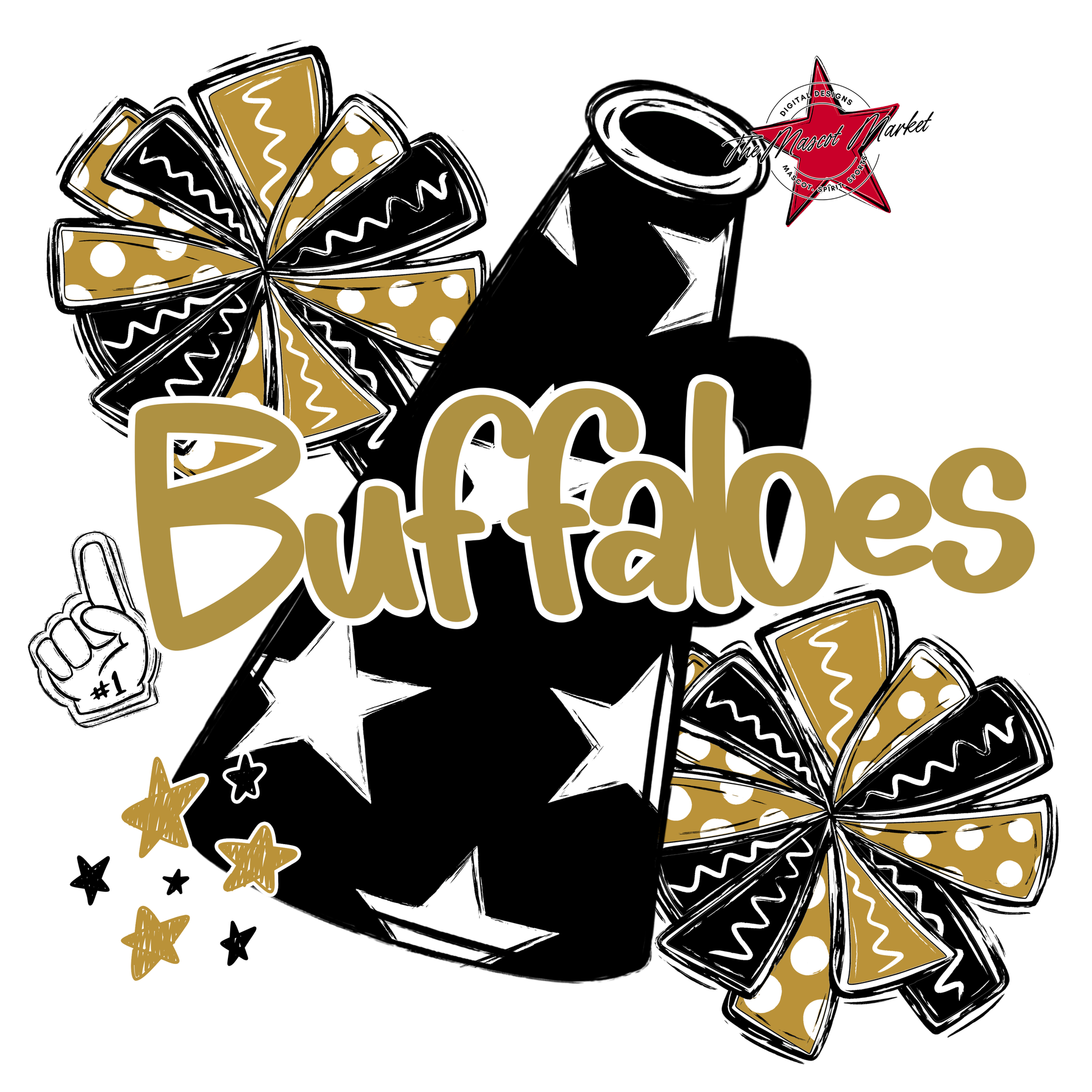 Buffaloes Alpha Megaphone Design-Gold