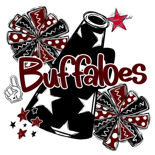 Buffaloes Alpha Megaphone Design-Maroon