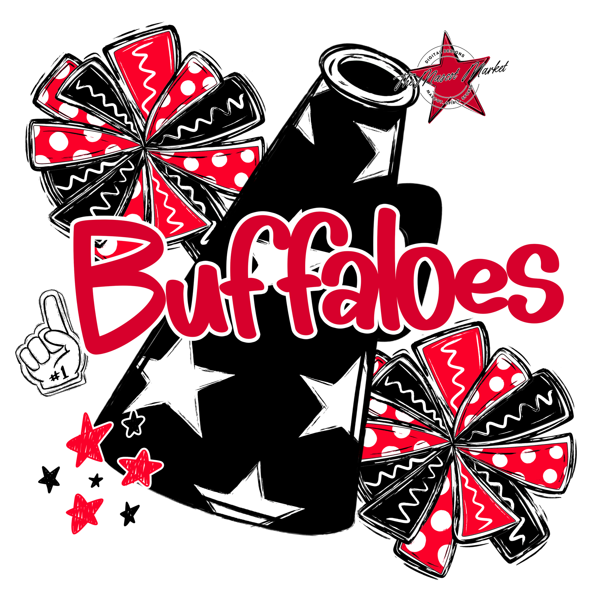 Buffaloes Alpha Megaphone Design-Red