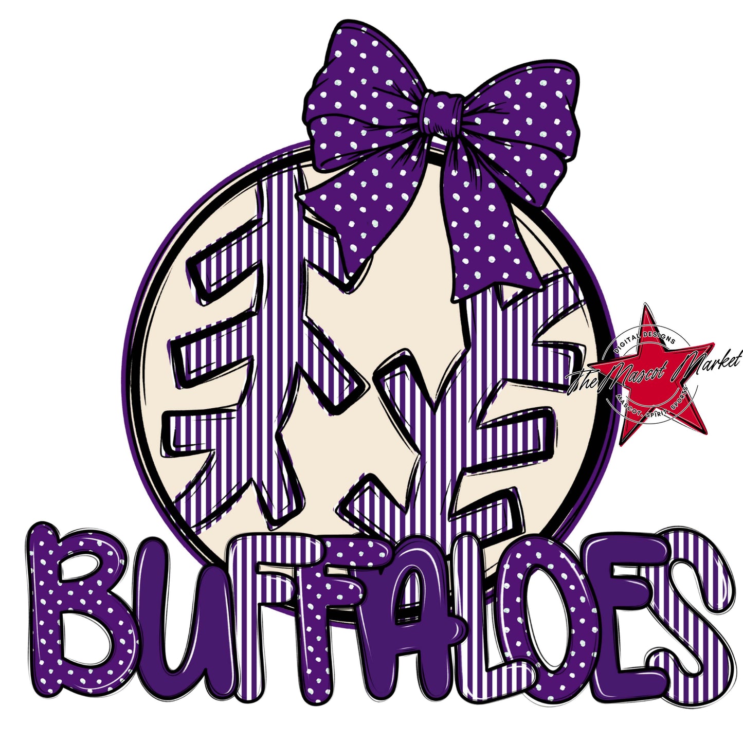 Buffaloes Baseball-Softball Spirit Design-Purple