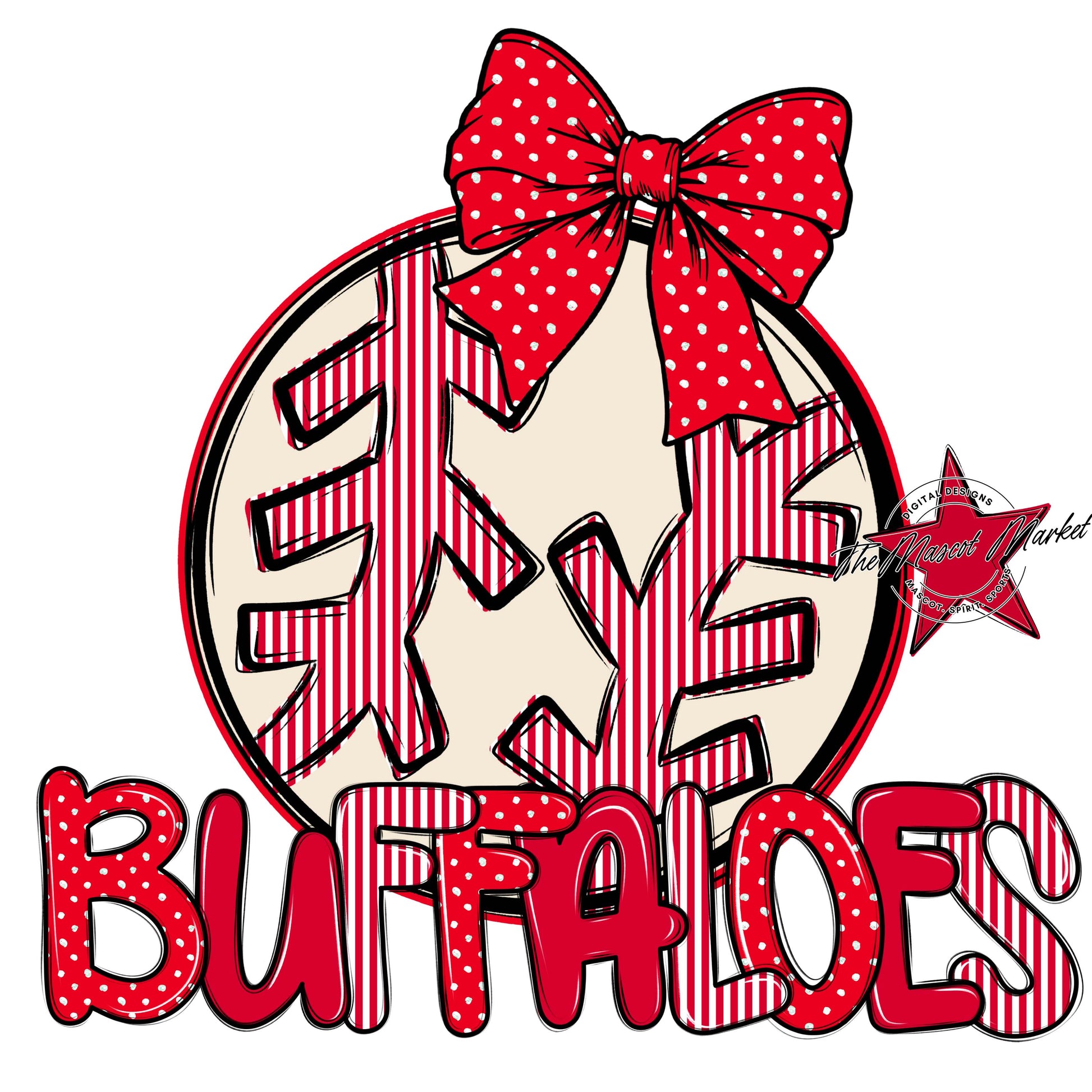 Buffaloes Baseball-Softball Spirit Design-Red