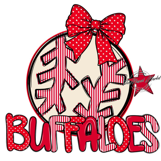 Buffaloes Baseball-Softball Spirit Design-Red