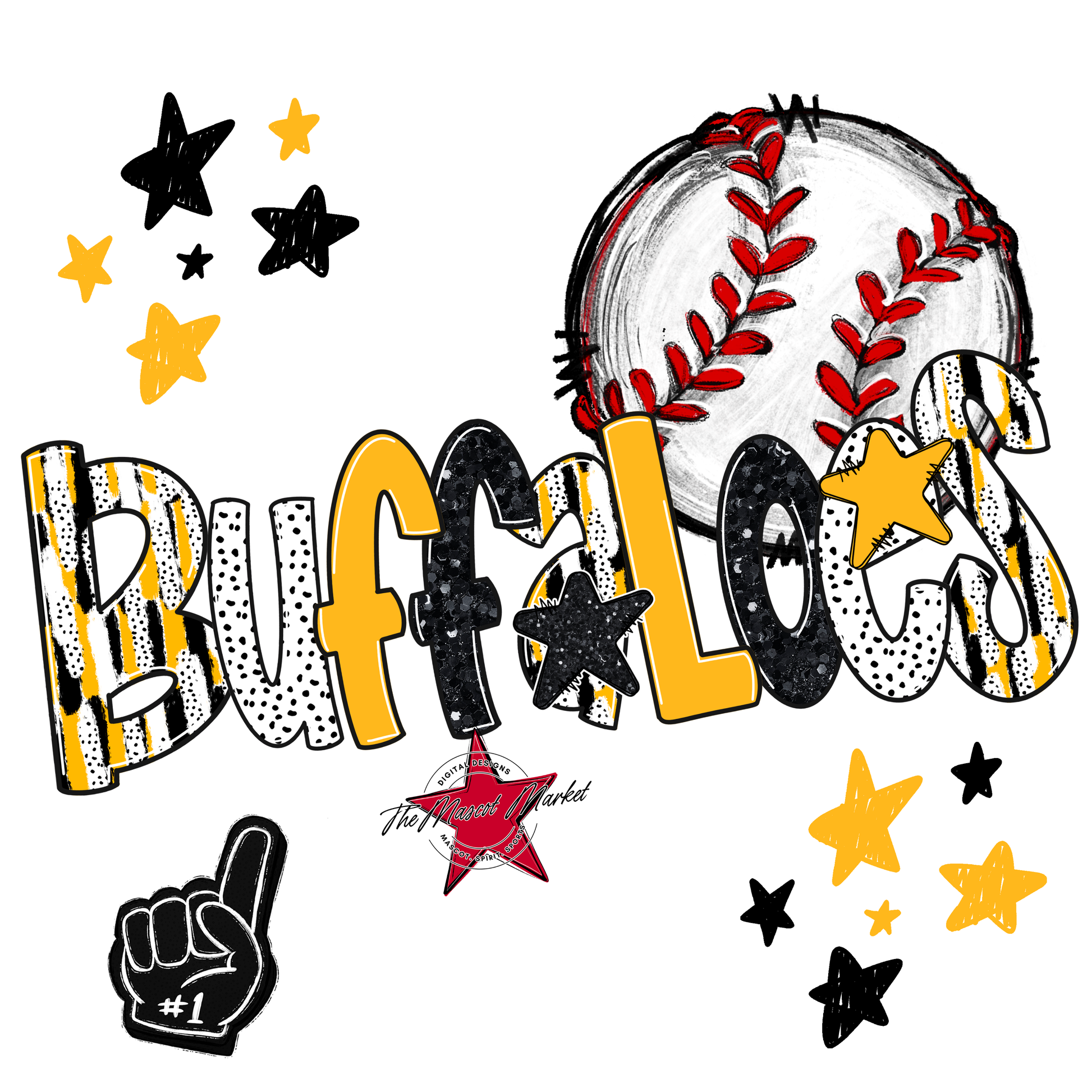 Buffaloes Baseball Scrape-Yellow