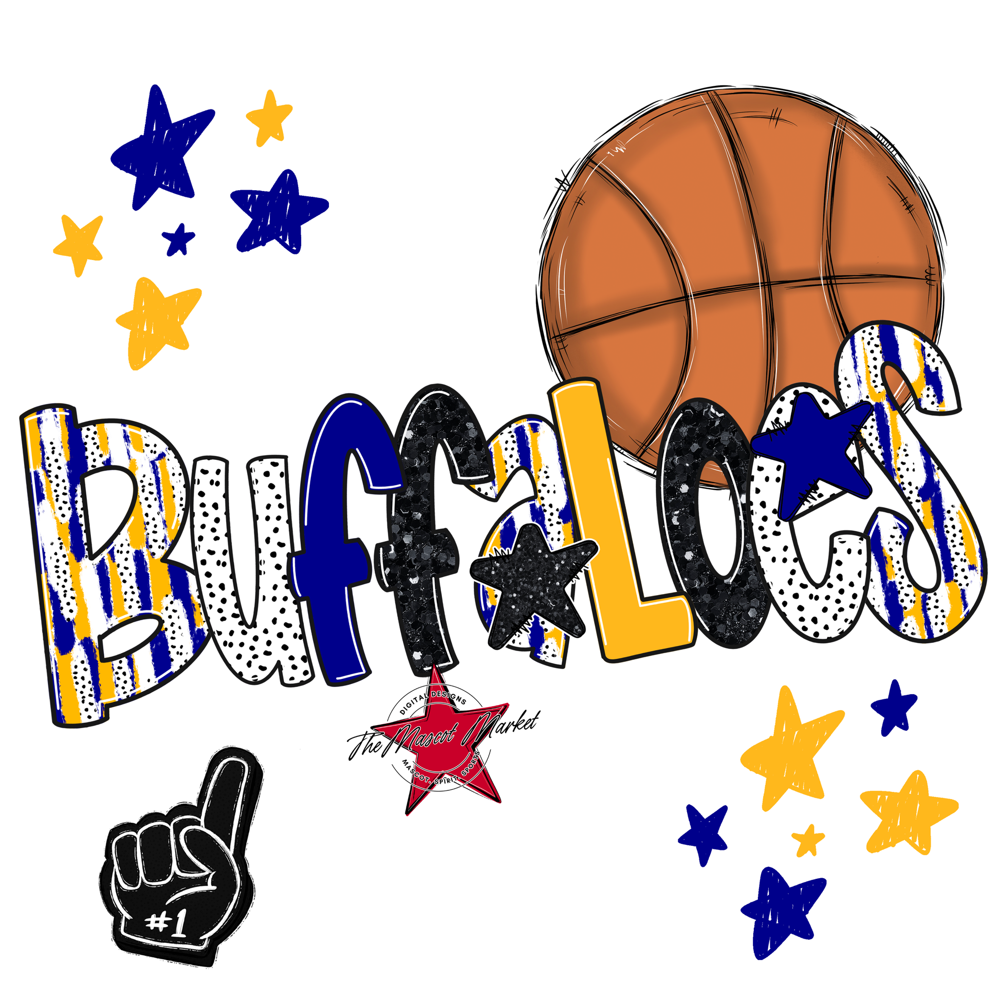 Buffaloes Basketball Scrape-Blue-Yellow