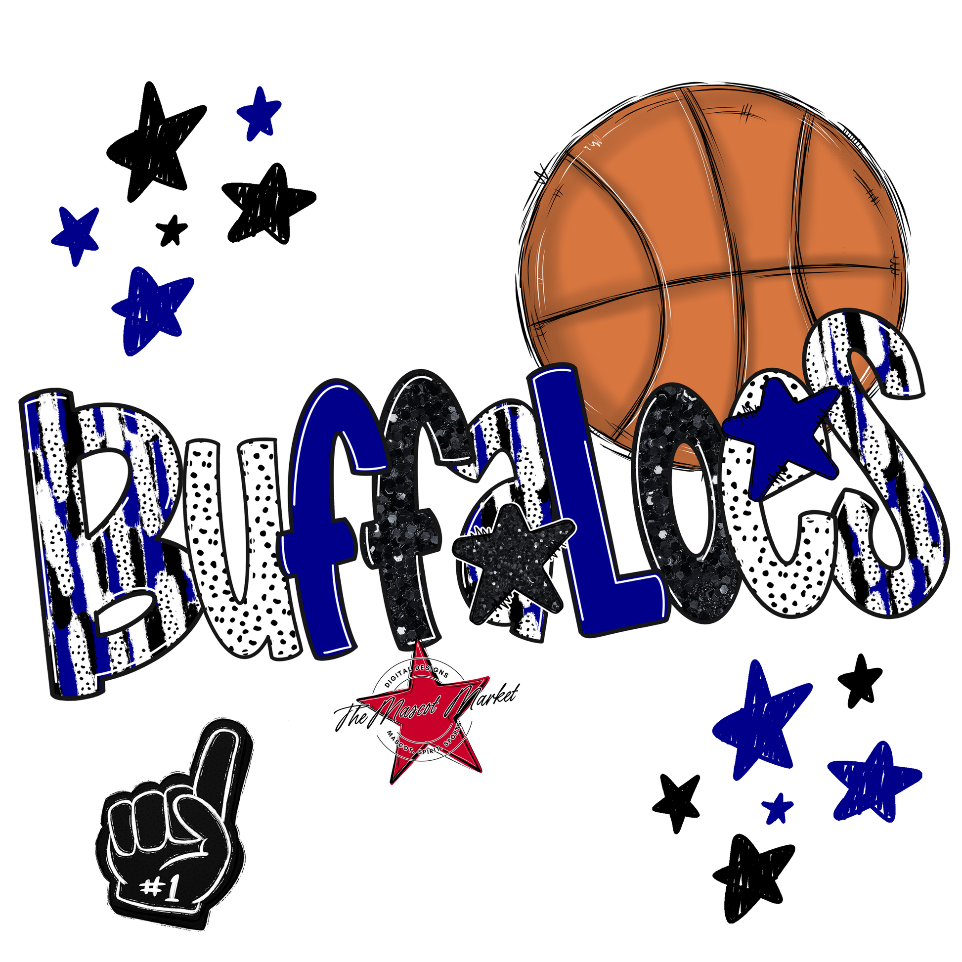 Buffaloes Basketball Scrape-Blue