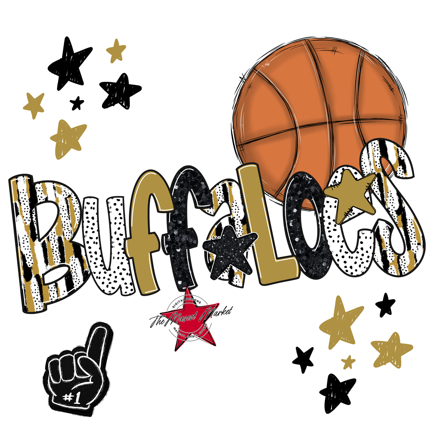 Buffaloes Basketball Scrape-Gold