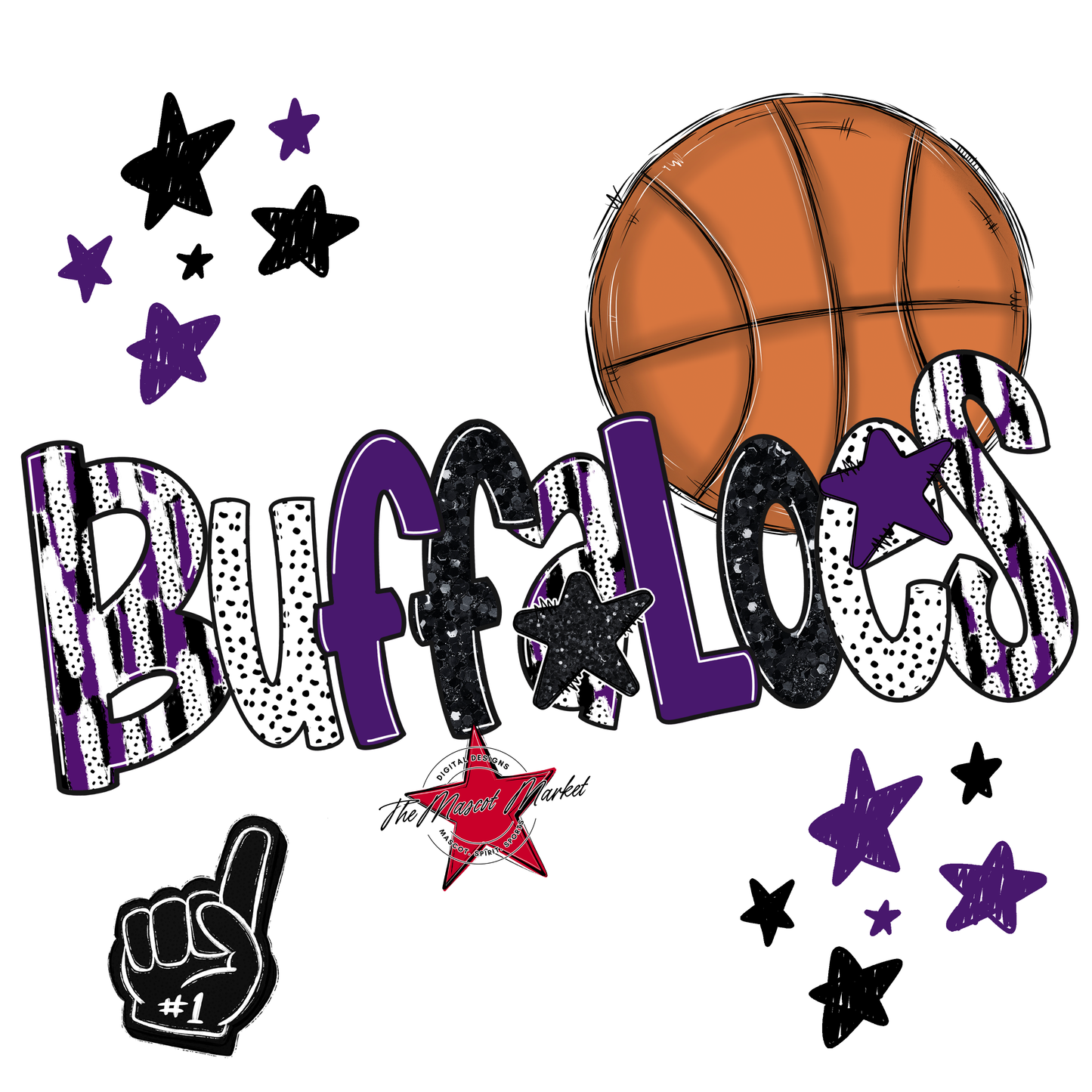 Buffaloes Basketball Scrape-Purple